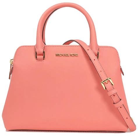 michael kors idina small satchel bag grapefruit pink saffiano leather|Michael Kors Idina Small Satchel Bag Grapefruit Pink Saffiano .